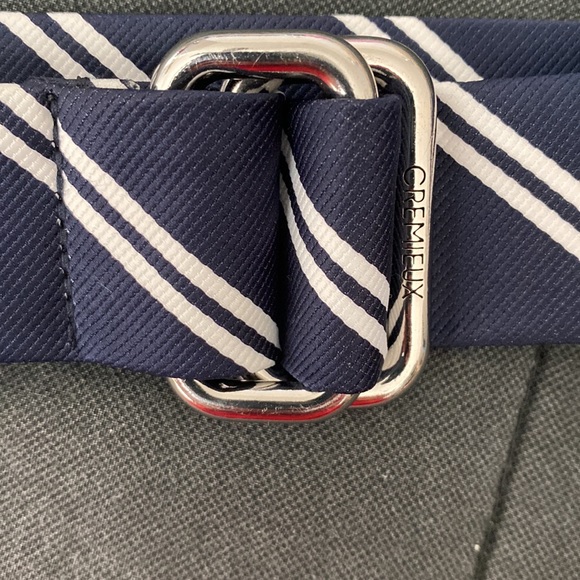 Crémieux double-d navy and white stripes canvas belt - Picture 6 of 17